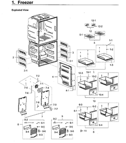 Freezer Diagram and Parts List for RF28K9580SR AA-0001 Samsung Refrigerator