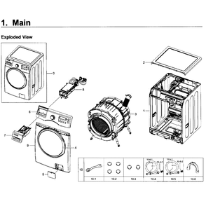 Main Assembly Diagram and Parts List for WF350ANP XAA-01 Samsung Washer