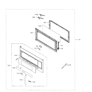 Door Section Diagram and Parts List for ME21H706MQS AA-01 Samsung Microwave