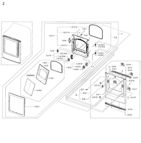 Frame Front & Door Diagram and Parts List for DV50K8600EW A3-0000 Samsung Dryer