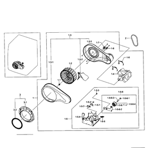 Motor Assembly Diagram and Parts List for DV231AEW XAA-01 Samsung Dryer