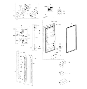 Fridge Door L Diagram and Parts List for RFG237AARS XAA-0002 Samsung Refrigerator