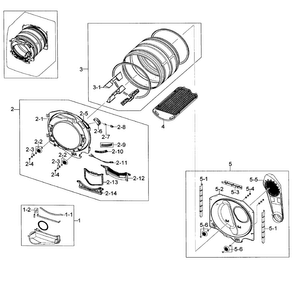Part Location Diagram of DC66-00398D Samsung DRUM-BACK;DV448AGW/XAA,S