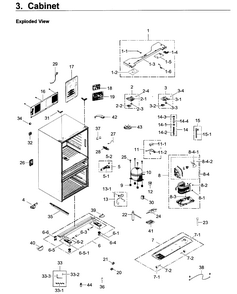 Cabinet Diagram and Parts List for RF22KREDBSG AA-0003 Samsung Refrigerator