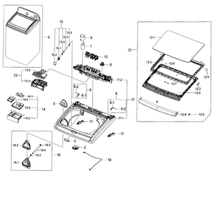 Top Section Diagram and Parts List for WA52J8060AW A2-0000 Samsung Washer