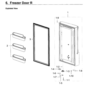 Freezer Door R Diagram and Parts List for RF22K9581SR AA-02 Samsung Refrigerator
