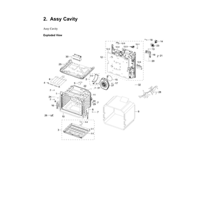 Cavity Assembly Diagram and Parts List for NE63BB871112 AA-00 Samsung Range