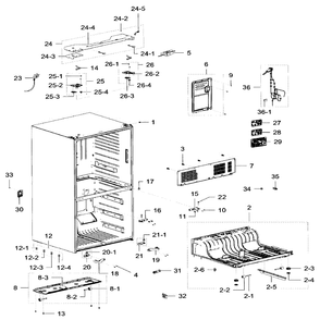 Cabinet Diagram and Parts List for RF32FMQDBSR AA-02 Samsung Refrigerator