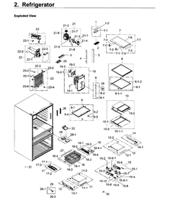 Refrigerator Diagram and Parts List for RF30KMEDBSR AA-0000 Samsung Refrigerator
