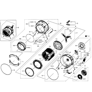 Tub And Drum Diagram and Parts List for WF350ANP XAA-04 Samsung Washer