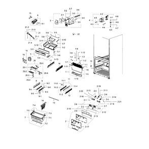 Freezer Diagram and Parts List for RFG238AAPN XAA-0000 Samsung Refrigerator