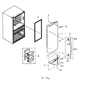 Refrigerator Door R Diagram and Parts List for RF31FMESBSR AA-0003 Samsung Refrigerator