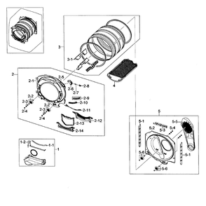 Drum Assembly Diagram and Parts List for DV448AGP XAA-02 Samsung Dryer
