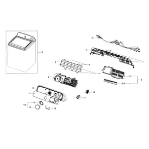 Control Panel Diagram and Parts List for WA48J7770AW A2-0000 Samsung Washer