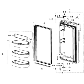 Fridge Door R Diagram and Parts List for RF32FMQDBSR AA-02 Samsung Refrigerator