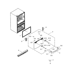 Freezer Door Diagram and Parts List for RF28HMEDBWW AA-01 Samsung Refrigerator