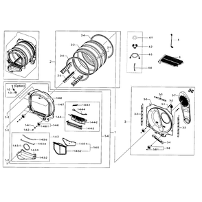 Drum Diagram and Parts List for DV50F9A7EVW A2-0000 Samsung Dryer