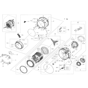 Tub And Drum Diagram and Parts List for WF45K6500AW A2-0000 Samsung Washer