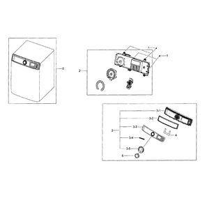 Control Panel Diagram and Parts List for DV56H9100GW A2-0000 Samsung Dryer