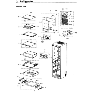 Fridge Diagram and Parts List for RB12J8896S4 AA-0000 Samsung Refrigerator