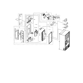 Left Fridge Door Diagram and Parts List for RF28NHEDBSR AA-00 Samsung Refrigerator