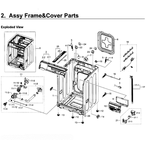 Frame And Cover Diagram and Parts List for WF419AAW XAA-02 Samsung Washer