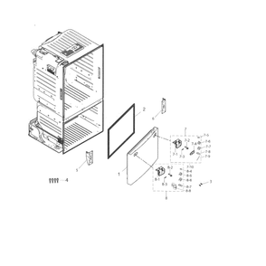 Freezer Door Diagram and Parts List for RF263BEAESG AA-0001 Samsung Refrigerator