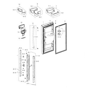 Fridge Door L Diagram and Parts List for RFG237AABP XAA-01 Samsung Refrigerator