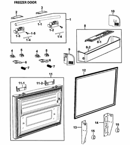 Freezer Door Diagram and Parts List for RF26VABPN XAA-0000 Samsung Refrigerator