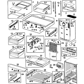 Refrigerator Diagram and Parts List for RFG293HAWP XAA-0000 Samsung Refrigerator