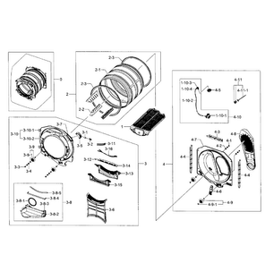 Drum Assy Diagram and Parts List for DV455EVGSGR AA-0002 Samsung Dryer