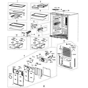 Refrigerator Diagram and Parts List for RF197ABWP XAA-0000 Samsung Refrigerator