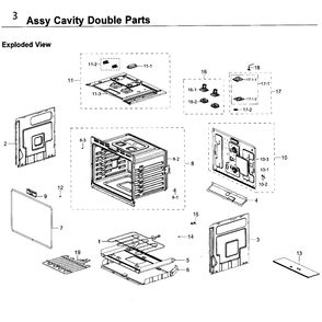Cavity Double Diagram and Parts List for NV51K7770DS AA-0000 Samsung Wall Oven