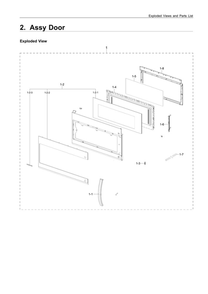 Door Assembly Diagram and Parts List for ME17R7021ES AA-00 Samsung Microwave