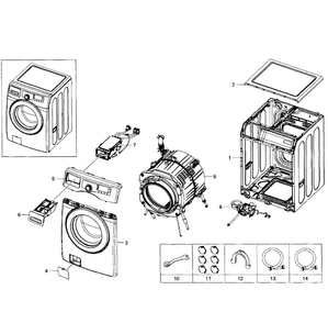 Main Assy Diagram and Parts List for WF361BVBEWR A1-0001 Samsung Washer