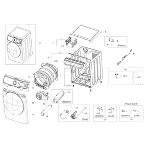 Main Assembly Diagram and Parts List for DV45K6200GZ A3-0000 Samsung Dryer