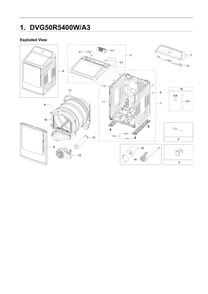 Main Unit Assembly Diagram and Parts List for DVG50R5400W A3-00 Samsung Dryer