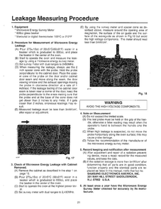 Leakage Measuring Procedure Diagram and Parts List for MW5620T XAA Samsung Microwave