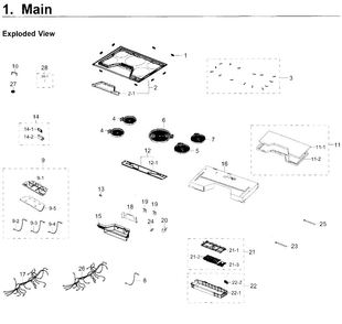 Main Asy Diagram and Parts List for NZ36K7570RG AA-00 Samsung Cooktop