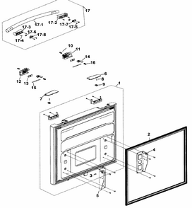 Freezer Door Diagram and Parts List for RF197ABBP XAA-0000 Samsung Refrigerator