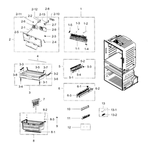 Freezer Diagram and Parts List for RF4287HARS XAA-0002 Samsung Refrigerator