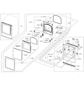 Front Assy Diagram and Parts List for DV400EWHDWR AA-0001 Samsung Dryer