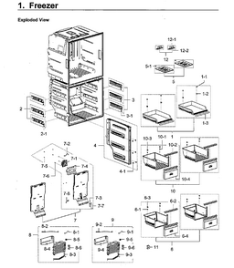 Freezer Diagram and Parts List for RF28K9580SR AA-0001 Samsung Refrigerator