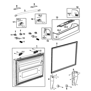 Freezer Door Diagram and Parts List for RF266AEPN XAA-0001 Samsung Refrigerator