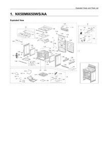 Main Assembly Diagram and Parts List for NX58M6650WS AA-00 Samsung Range