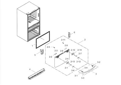 Freezer Door Diagram and Parts List for RF28HMELBSR AA-0006 Samsung Refrigerator