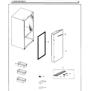 Door-Ref R Diagram and Parts List for RF260BEAESG AA-01 Samsung Refrigerator