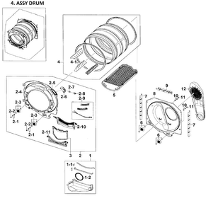 Drum Assy Diagram and Parts List for DV209AEW XAA-0000 Samsung Dryer