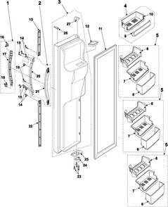 Freezer Door Diagram and Parts List for RS2555SL XAA Samsung Refrigerator