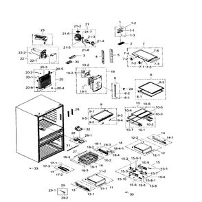 Fridge Diagram and Parts List for RF31FMEDBWW AA-03 Samsung Refrigerator